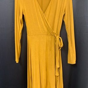 Express Wrap Dress Mustard XS Petite
